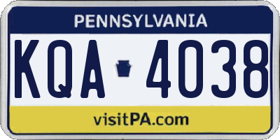 PA license plate KQA4038
