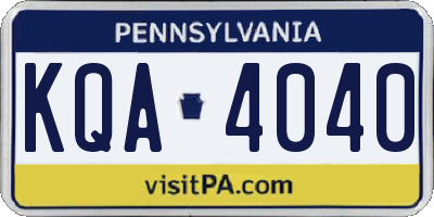 PA license plate KQA4040