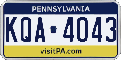 PA license plate KQA4043