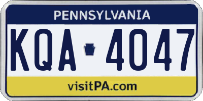 PA license plate KQA4047