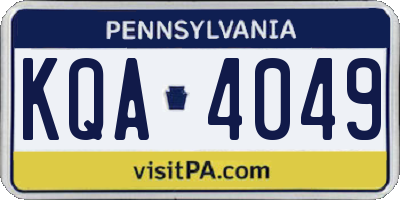 PA license plate KQA4049