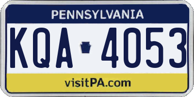 PA license plate KQA4053
