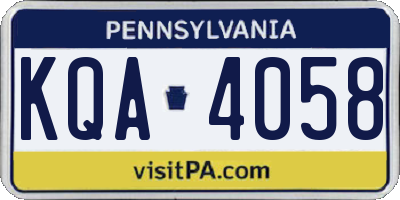 PA license plate KQA4058