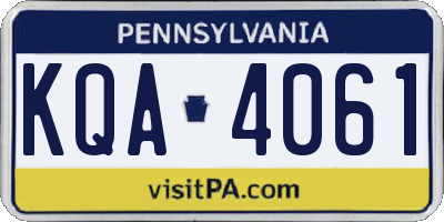 PA license plate KQA4061