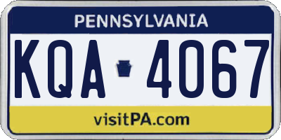 PA license plate KQA4067