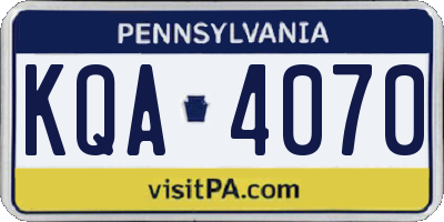 PA license plate KQA4070