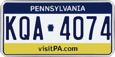 PA license plate KQA4074