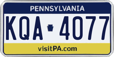 PA license plate KQA4077