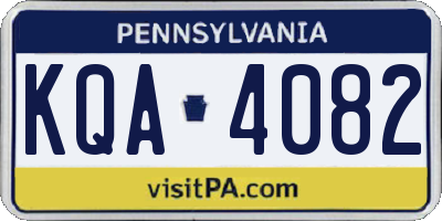 PA license plate KQA4082