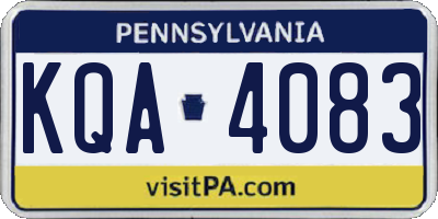 PA license plate KQA4083