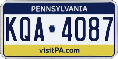 PA license plate KQA4087