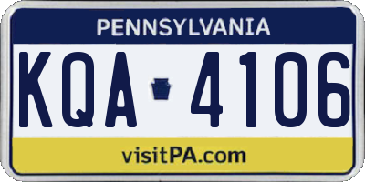 PA license plate KQA4106