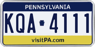 PA license plate KQA4111