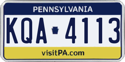 PA license plate KQA4113