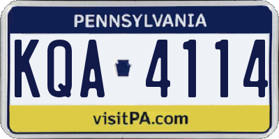 PA license plate KQA4114