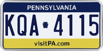 PA license plate KQA4115