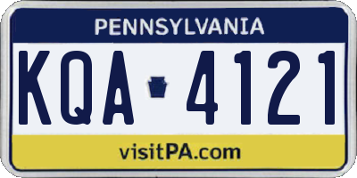 PA license plate KQA4121