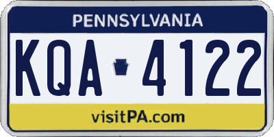 PA license plate KQA4122