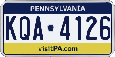 PA license plate KQA4126