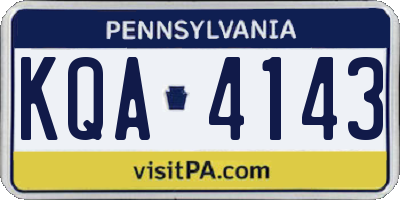 PA license plate KQA4143