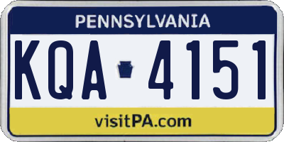 PA license plate KQA4151