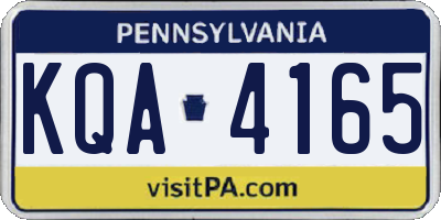 PA license plate KQA4165