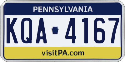 PA license plate KQA4167