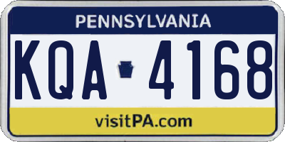 PA license plate KQA4168
