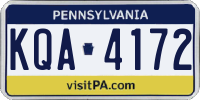 PA license plate KQA4172