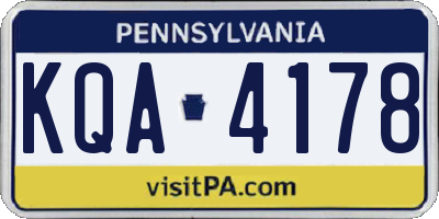 PA license plate KQA4178