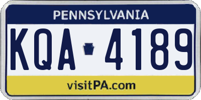 PA license plate KQA4189