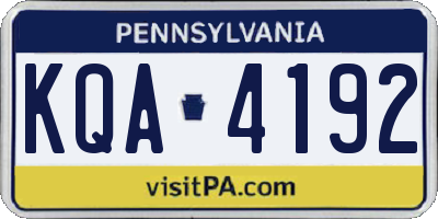 PA license plate KQA4192