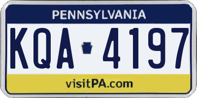 PA license plate KQA4197
