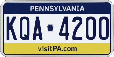 PA license plate KQA4200