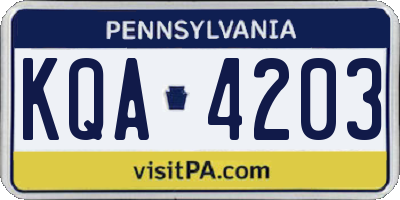 PA license plate KQA4203
