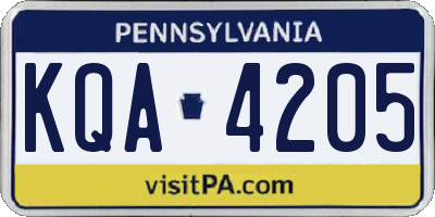 PA license plate KQA4205