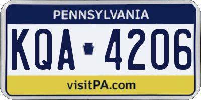 PA license plate KQA4206