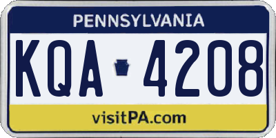 PA license plate KQA4208