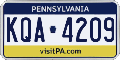 PA license plate KQA4209