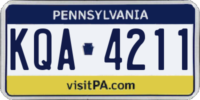 PA license plate KQA4211