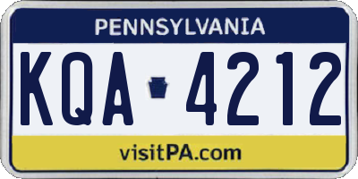 PA license plate KQA4212
