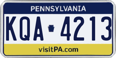 PA license plate KQA4213