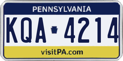 PA license plate KQA4214