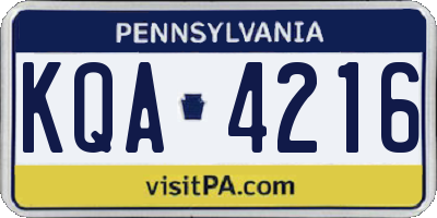 PA license plate KQA4216