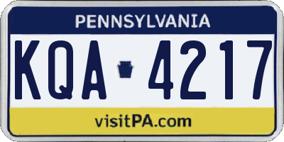 PA license plate KQA4217