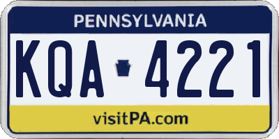 PA license plate KQA4221