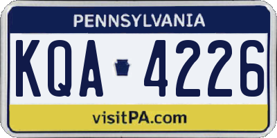 PA license plate KQA4226
