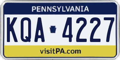 PA license plate KQA4227