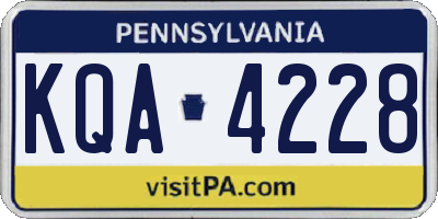 PA license plate KQA4228