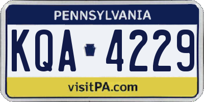 PA license plate KQA4229